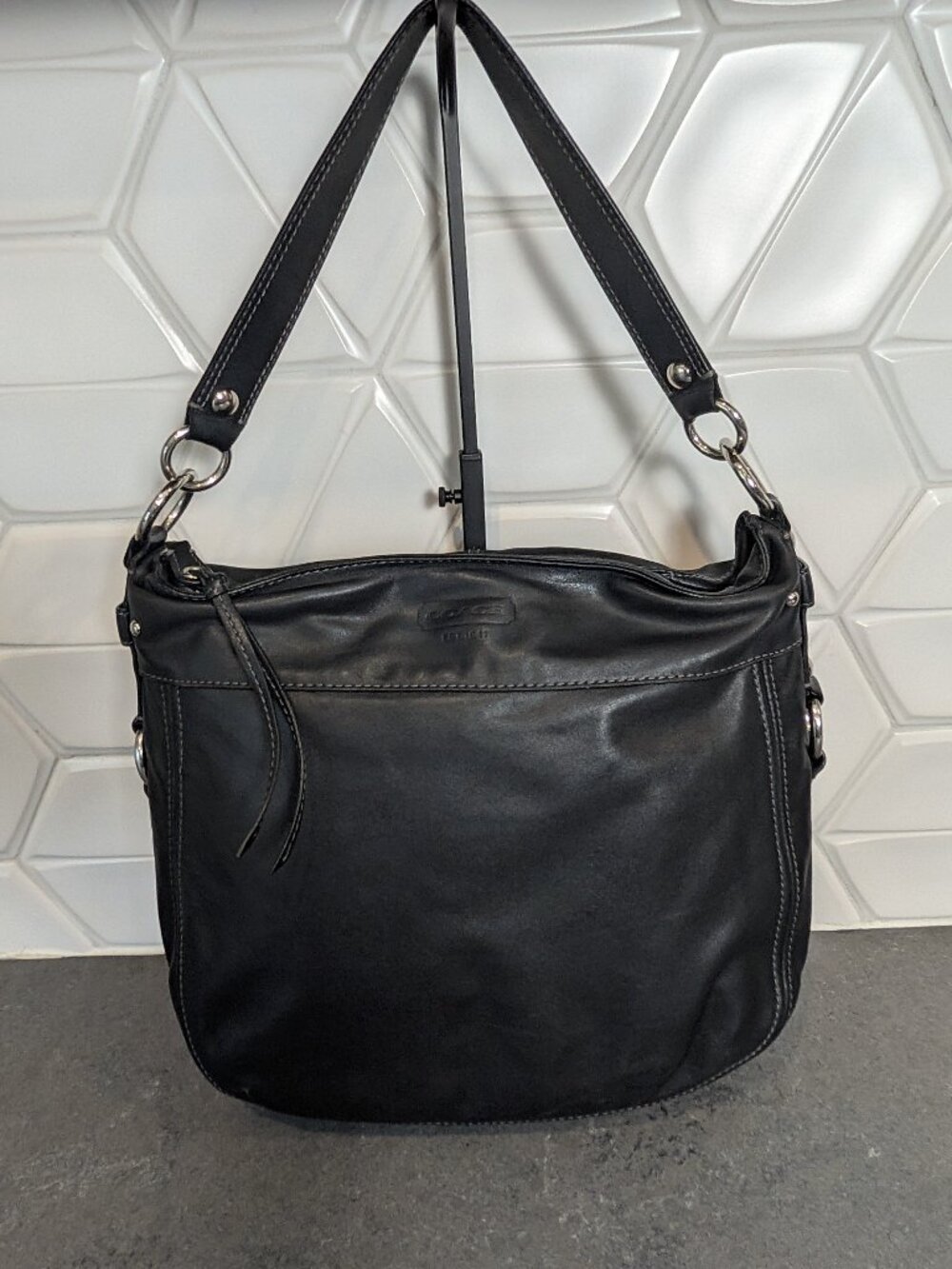 Coach Black Leather Zoe Hobo Shoulder Bag Purse